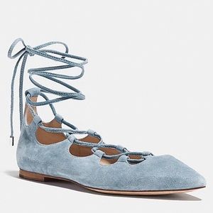 Coach Justin Suede Flat shoes Cornflower baby blue